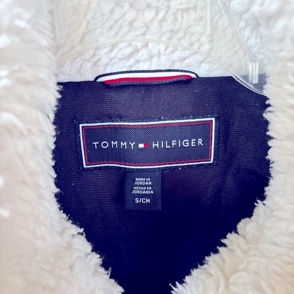 Tommy Hilfiger White Sherpa Zippered Teddy Jacket 90s Y2K Fuzzy Coat Preppy - Picture 6 of 13